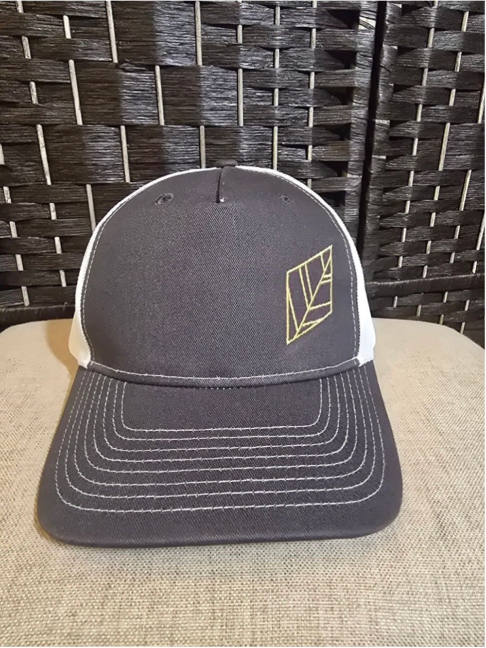 Kimpton Sawyer Hotel Sacramento Trucker Hat Cap Charcoal Gray Gold Embroidered